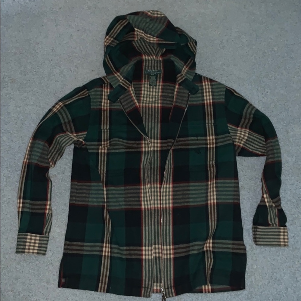 Ralph Lauren light plaid zip up jacket Small